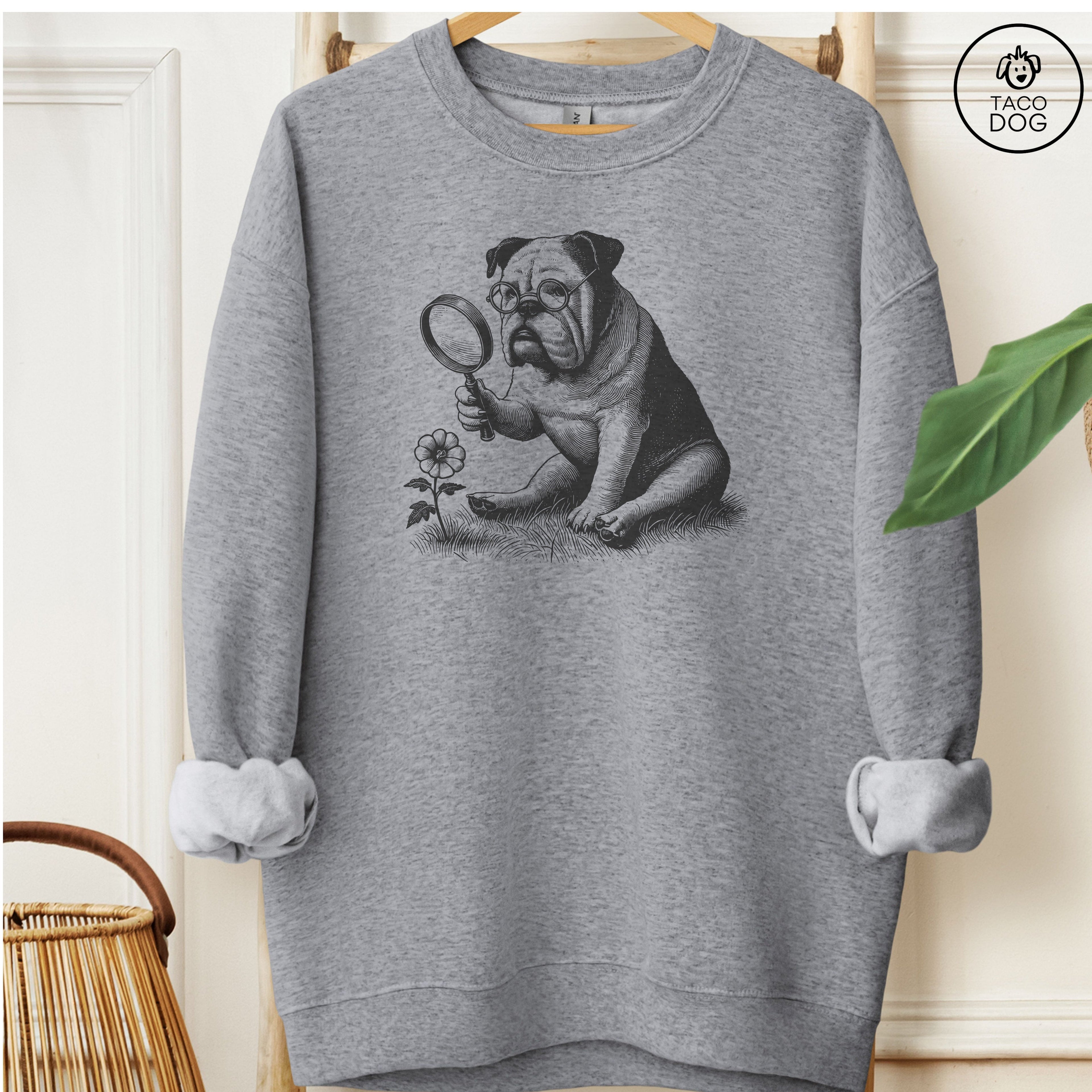 English Bulldog Botanist Flower Sweatshirt